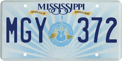 MS license plate MGY372