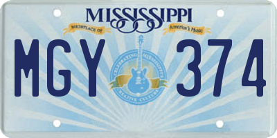 MS license plate MGY374