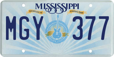 MS license plate MGY377