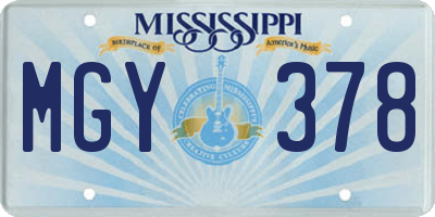 MS license plate MGY378