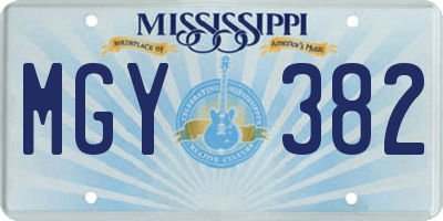 MS license plate MGY382