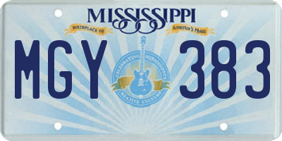 MS license plate MGY383