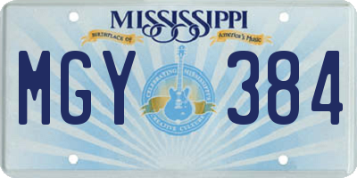 MS license plate MGY384