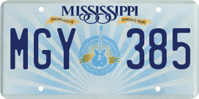 MS license plate MGY385