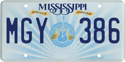 MS license plate MGY386