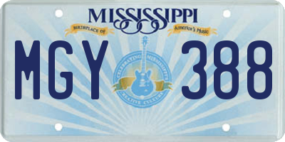 MS license plate MGY388