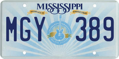 MS license plate MGY389