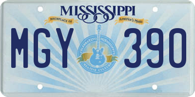 MS license plate MGY390