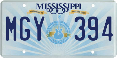 MS license plate MGY394