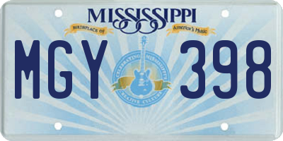 MS license plate MGY398