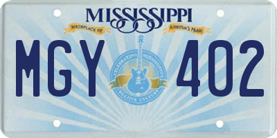 MS license plate MGY402