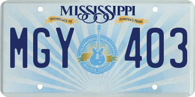 MS license plate MGY403