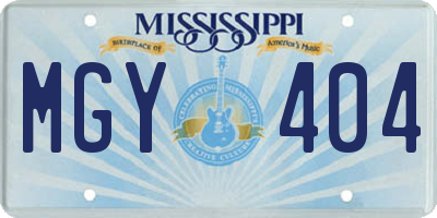 MS license plate MGY404