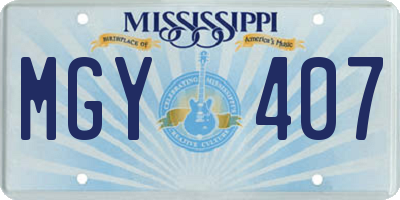 MS license plate MGY407