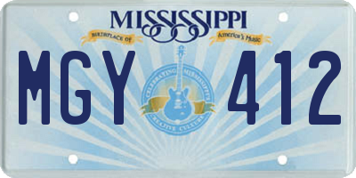 MS license plate MGY412