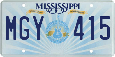 MS license plate MGY415
