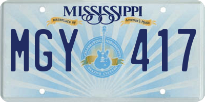 MS license plate MGY417