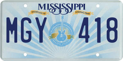 MS license plate MGY418