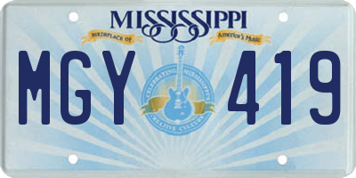 MS license plate MGY419
