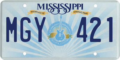 MS license plate MGY421