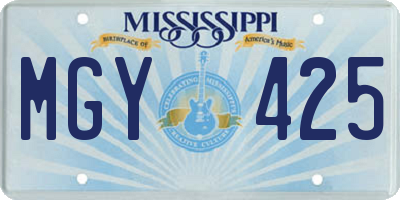 MS license plate MGY425