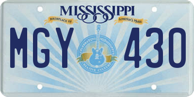 MS license plate MGY430