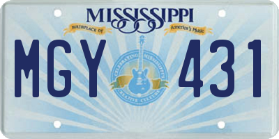 MS license plate MGY431