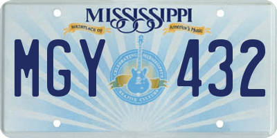MS license plate MGY432