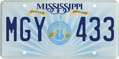 MS license plate MGY433
