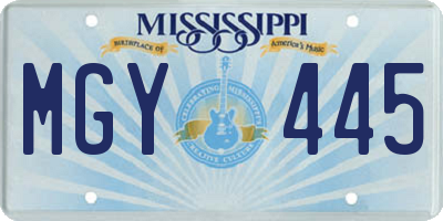MS license plate MGY445
