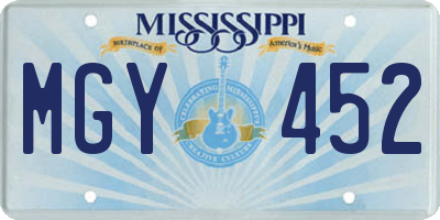 MS license plate MGY452