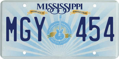 MS license plate MGY454