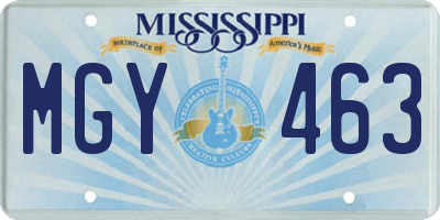 MS license plate MGY463
