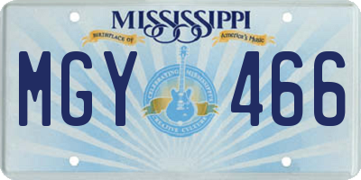 MS license plate MGY466