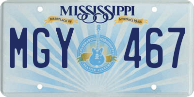 MS license plate MGY467