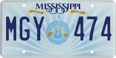 MS license plate MGY474