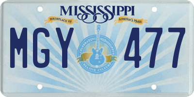 MS license plate MGY477