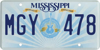 MS license plate MGY478