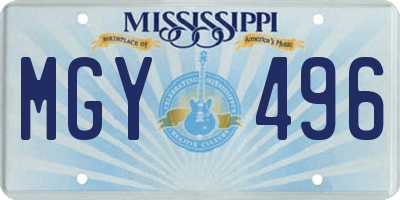 MS license plate MGY496