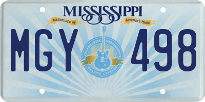 MS license plate MGY498