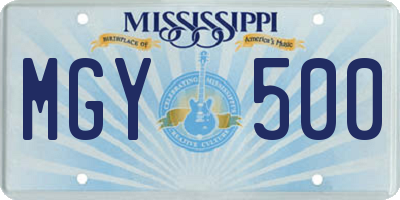 MS license plate MGY500