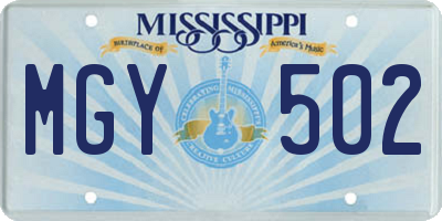 MS license plate MGY502