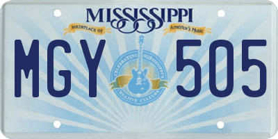 MS license plate MGY505