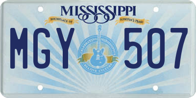 MS license plate MGY507