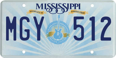 MS license plate MGY512
