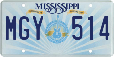 MS license plate MGY514