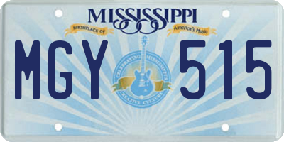MS license plate MGY515