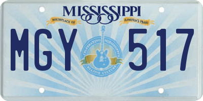 MS license plate MGY517