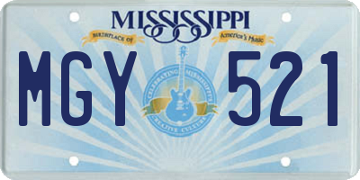 MS license plate MGY521
