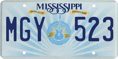MS license plate MGY523